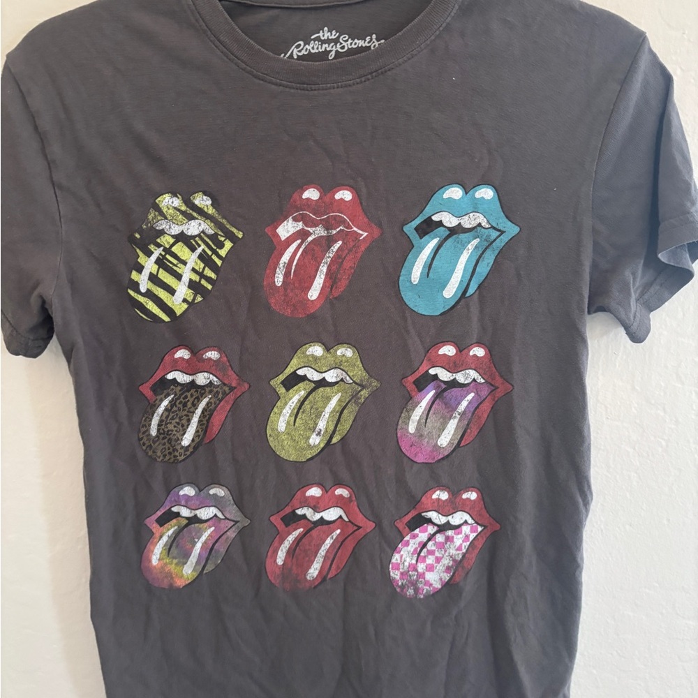 The Rolling Stones Charcoal Tee with Colorful Design